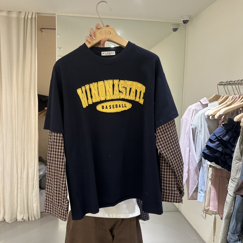 VAULT東大門㊣代購女士新品25秋冬真品人氣熱賣長袖T恤假兩件VAULT長袖T恤圖色2