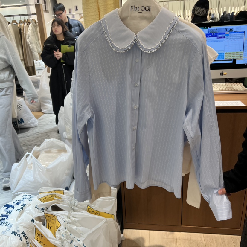 OGI東大門㊣直郵女裝新品人氣25秋冬休閑職業襯衫蕾絲衫春款FLat OGI襯衫/蕾絲衫圖色1