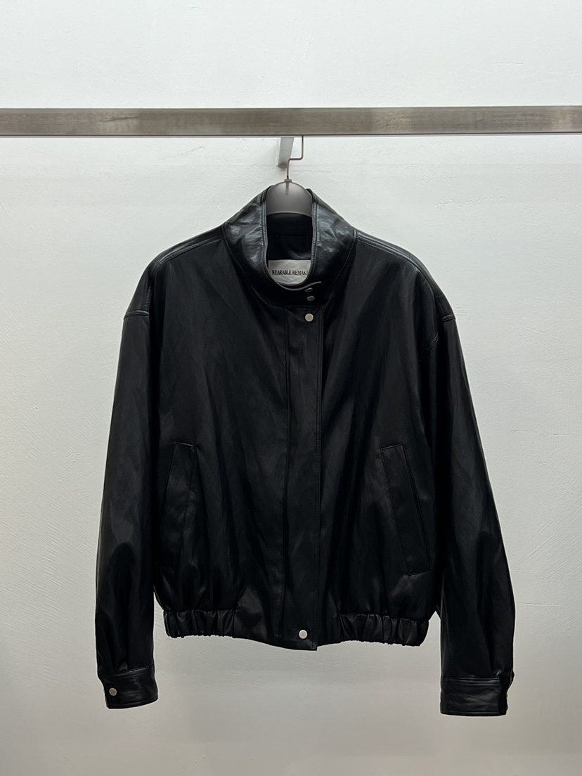 WEARABLE-L東大門㊣直郵女士新款25秋冬真品時尚夾克皮革春款WEARABLE夾克圖色2黑