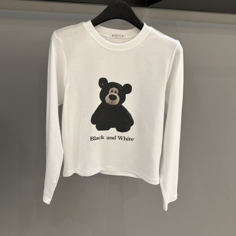 CREDITO韓國直郵㊣女士新款真品休閑時尚25秋冬長袖T恤春款CREDITO長袖T恤圖色1