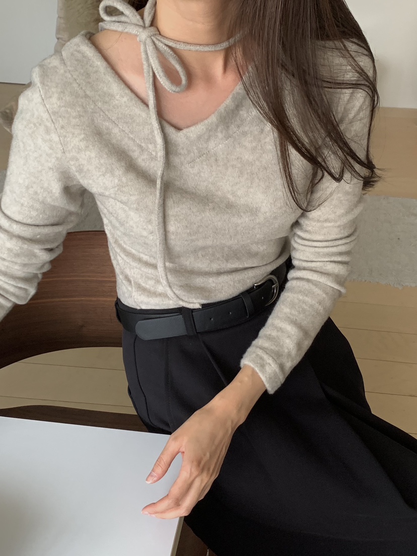 FOUNDATION東大門㊣直郵女裝新款休閑25秋冬時尚長袖T恤V領FOUNDATION長袖T恤圖色3