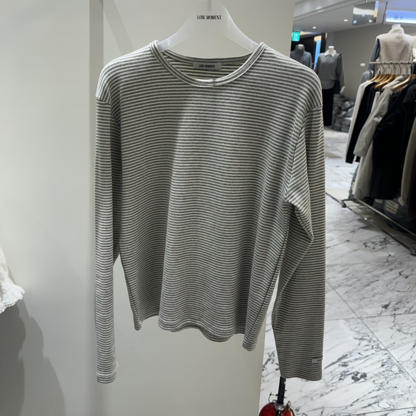 LOW MOMENT韓國直郵㊣女士新品職業真品熱賣休閑長袖T恤春款LOW MOMENT長袖T恤圖色3灰色