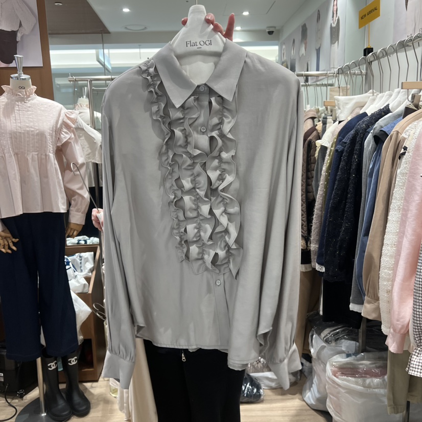 OGI東大門㊣實拍女士新款休閑25秋冬職業時尚襯衫蕾絲衫春款FLat OGI襯衫/蕾絲衫圖色2