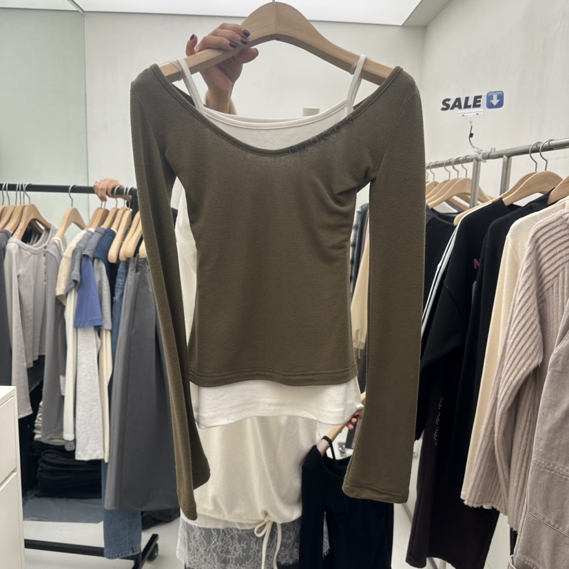 CHAV東大門㊣直郵女士新品25秋冬熱賣休閑長袖T恤假兩件春款CHAV長袖T恤圖色2