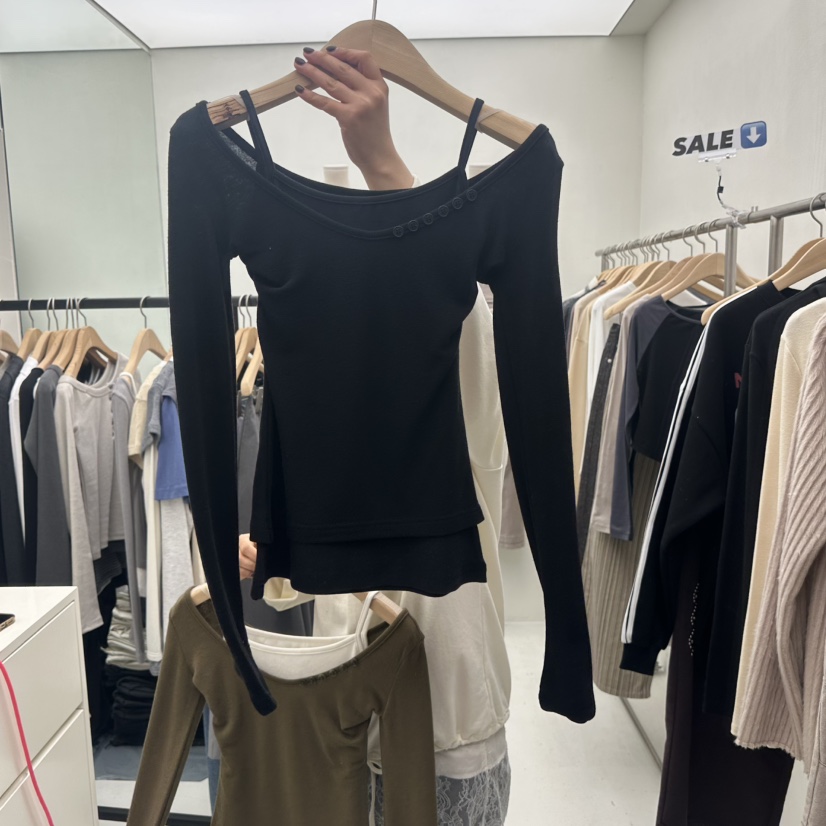 CHAV東大門㊣直郵女士新品25秋冬熱賣休閑長袖T恤假兩件春款CHAV長袖T恤圖色3