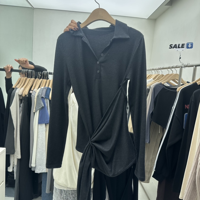 CHAV東大門㊣代購女士新品時尚職業真品熱賣推薦長袖T恤春款CHAV長袖T恤圖色2墨色