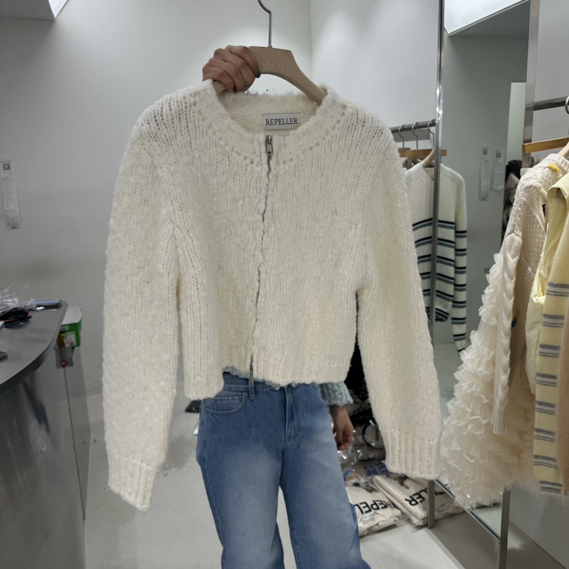 REPELLER韓國代購㊣女裝新品25秋冬休閑人氣毛衣拉鏈春款圓領REPELLER毛衣圖色1