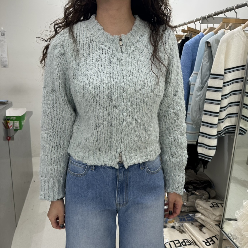 REPELLER韓國代購㊣女裝新品25秋冬休閑人氣毛衣拉鏈春款圓領REPELLER毛衣圖色2