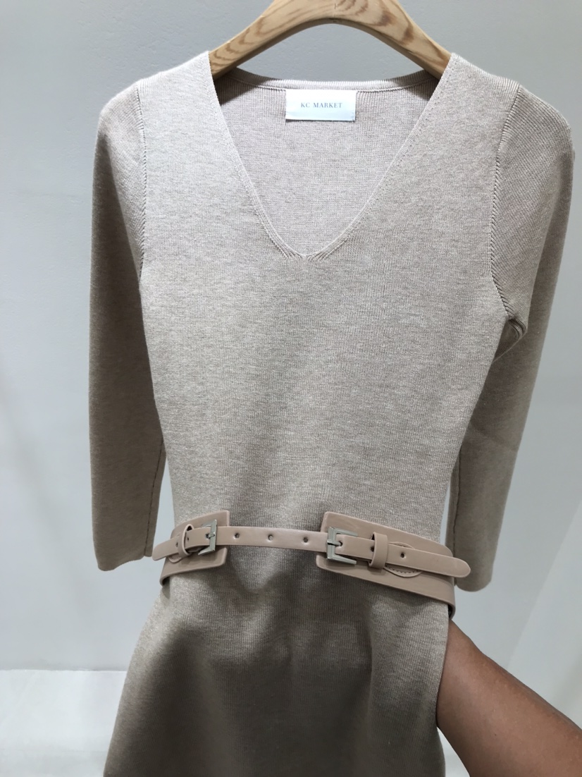 KC MARKET東大門㊣直郵女士新款推薦人氣休閑連衣裙含腰帶KC MARKET連衣裙