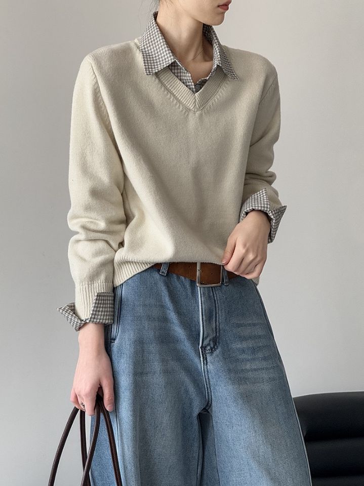 STAY HERE韓國代購㊣女士新款休閑人氣職業時尚熱賣針織衫STAY HERE針織衫