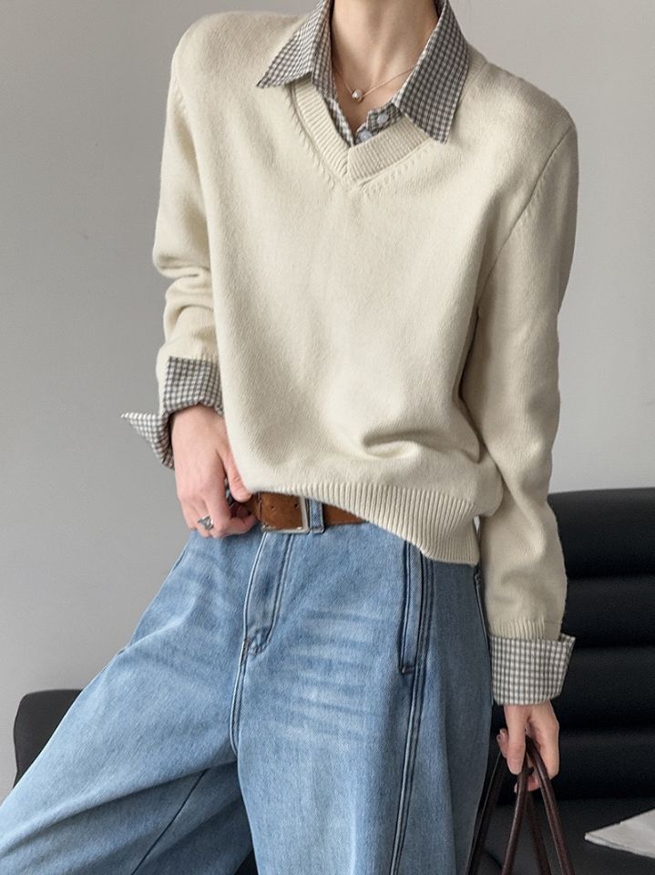 STAY HERE韓國代購㊣女士新款休閑人氣職業時尚熱賣針織衫STAY HERE針織衫