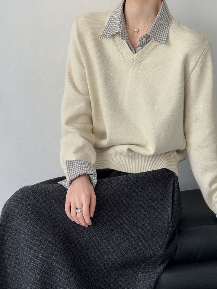 STAY HERE韓國代購㊣女士新款休閑人氣職業時尚熱賣針織衫STAY HERE針織衫