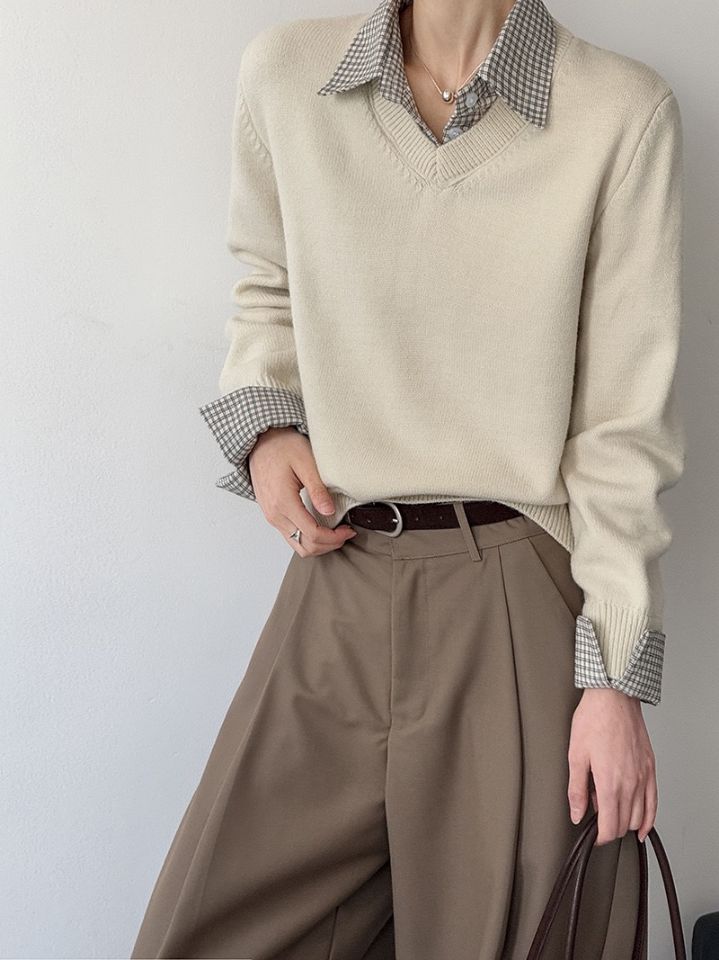 STAY HERE韓國代購㊣女士新款休閑人氣職業時尚熱賣針織衫STAY HERE針織衫