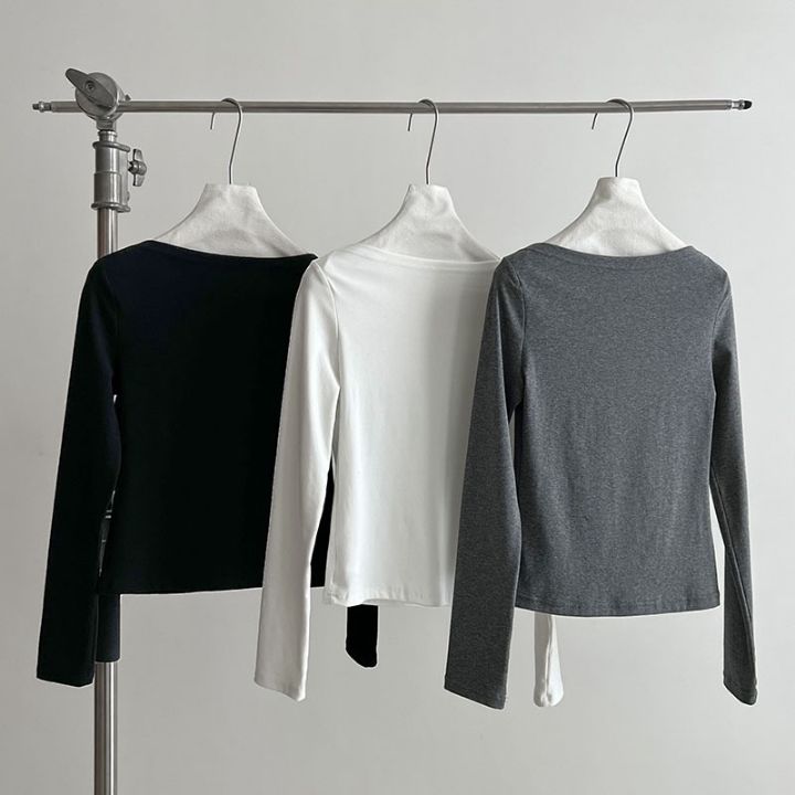 STAY HERE韓國直郵㊣女裝新款職業熱賣休閑推薦人氣長袖T恤STAY HERE長袖T恤