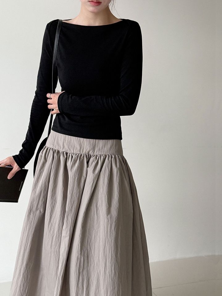 STAY HERE韓國直郵㊣女裝新款職業熱賣休閑推薦人氣長袖T恤STAY HERE長袖T恤