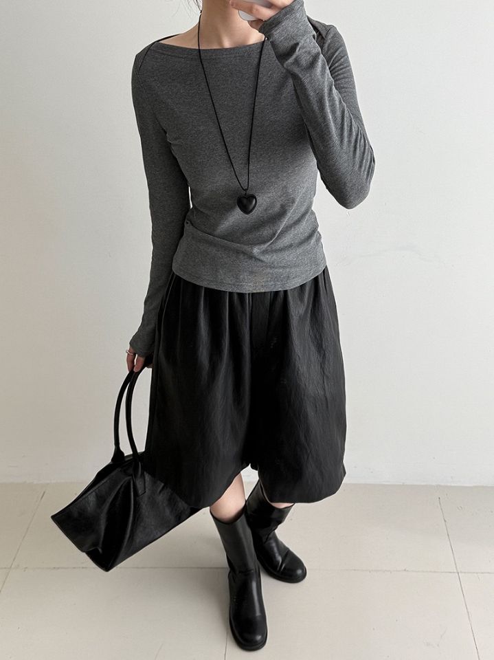 STAY HERE韓國直郵㊣女裝新款職業熱賣休閑推薦人氣長袖T恤STAY HERE長袖T恤