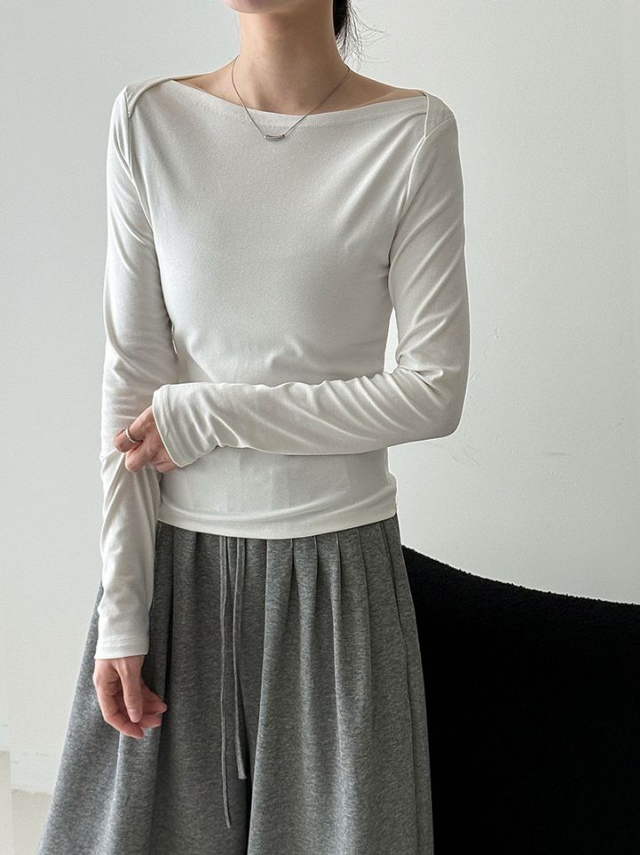 STAY HERE韓國直郵㊣女裝新款職業熱賣休閑推薦人氣長袖T恤STAY HERE長袖T恤