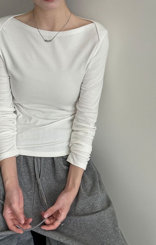 STAY HERE韓國直郵㊣女裝新款職業熱賣休閑推薦人氣長袖T恤STAY HERE長袖T恤