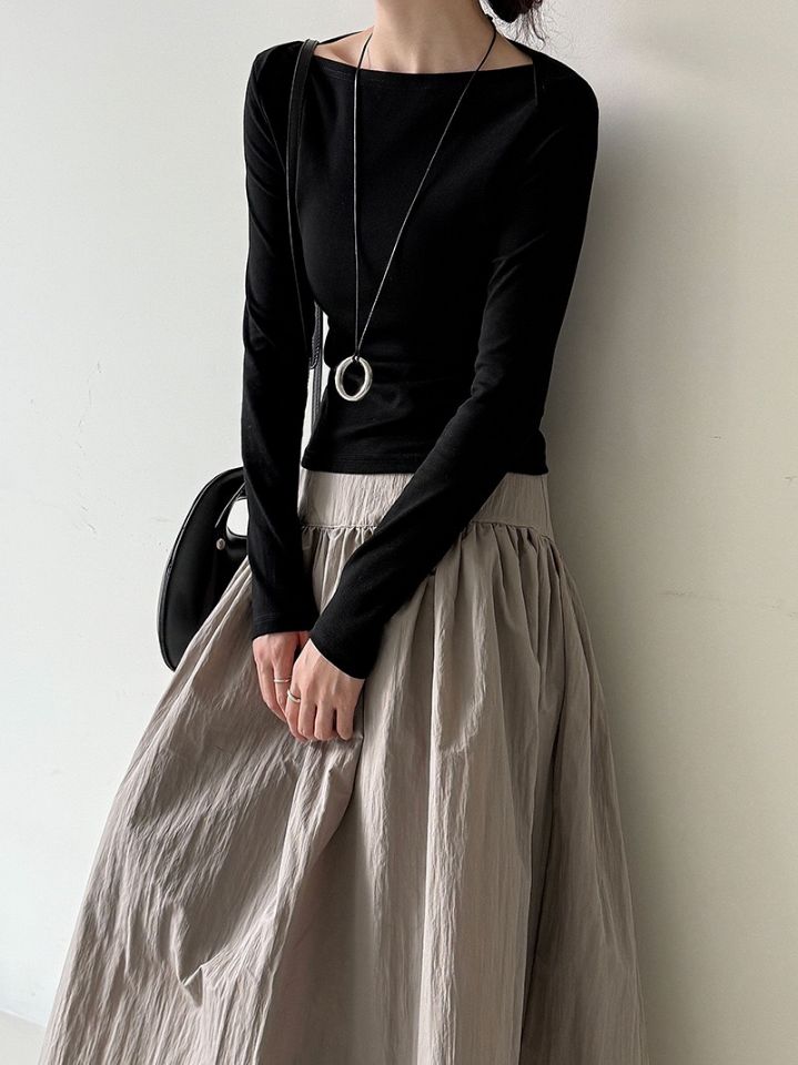 STAY HERE韓國直郵㊣女裝新款職業熱賣休閑推薦人氣長袖T恤STAY HERE長袖T恤