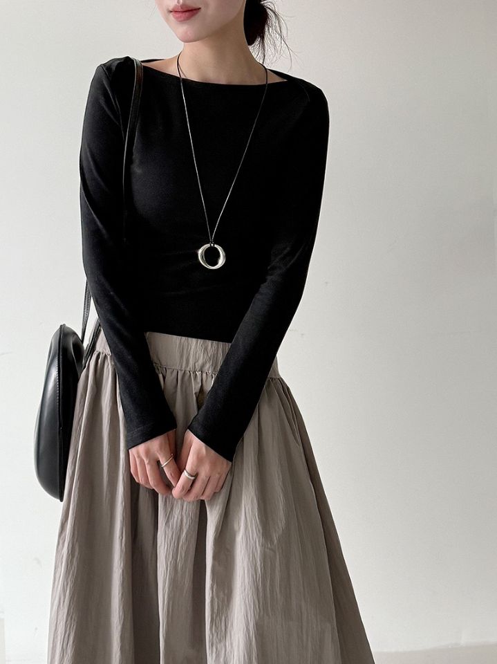 STAY HERE韓國直郵㊣女裝新款職業熱賣休閑推薦人氣長袖T恤STAY HERE長袖T恤圖色1