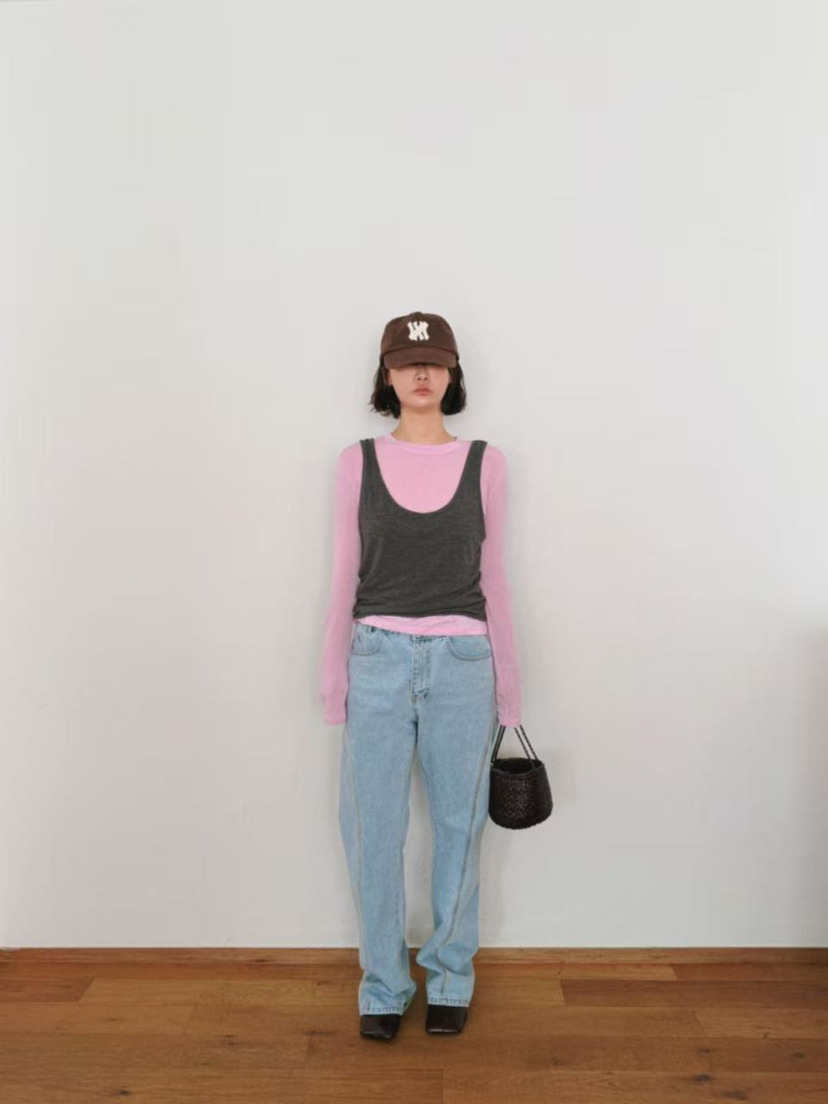 OLI SEOUL東大門㊣代購女士新款時尚推薦人氣牛仔褲口袋拉鏈OLI SEOUL牛仔褲