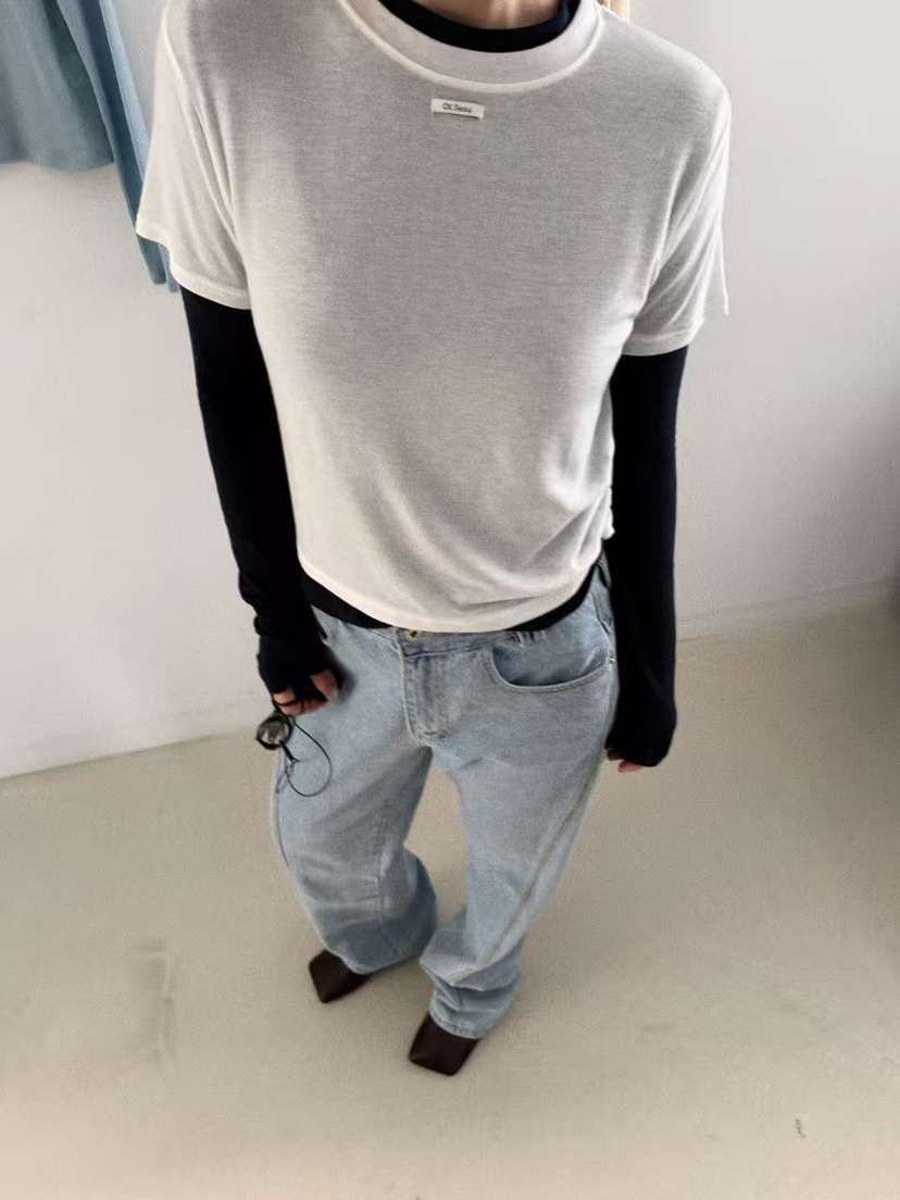 OLI SEOUL東大門㊣代購女士新款時尚推薦人氣牛仔褲口袋拉鏈OLI SEOUL牛仔褲