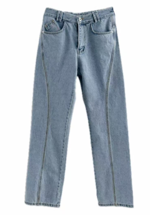 OLI SEOUL東大門㊣代購女士新款時尚推薦人氣牛仔褲口袋拉鏈OLI SEOUL牛仔褲圖色1