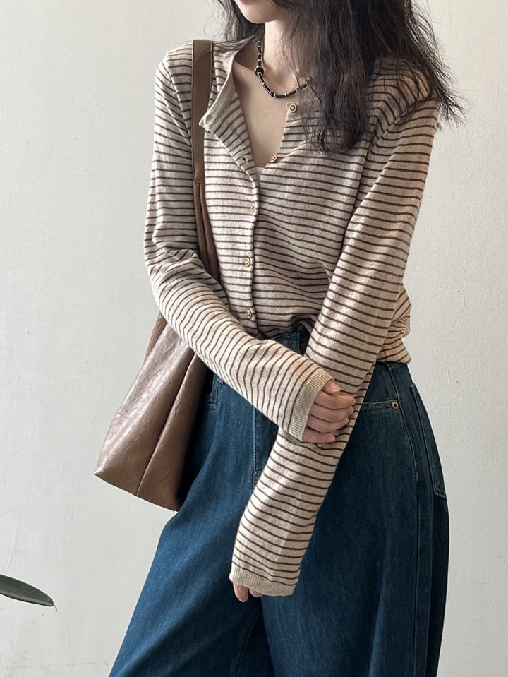 STAY HERE東大門㊣實拍女士新品推薦熱賣職業時尚休閑針織衫STAY HERE針織衫圖色1