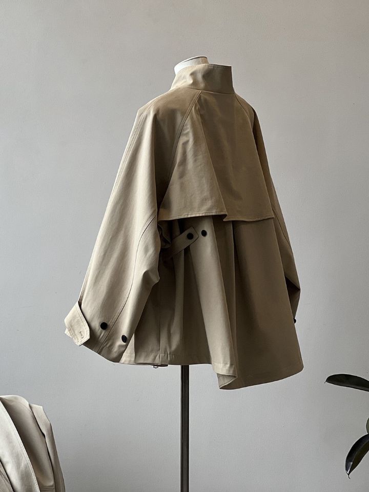 STAY HERE東大門㊣實拍女士新款休閑推薦熱賣中長款大衣斗篷STAY HERE中長款大衣