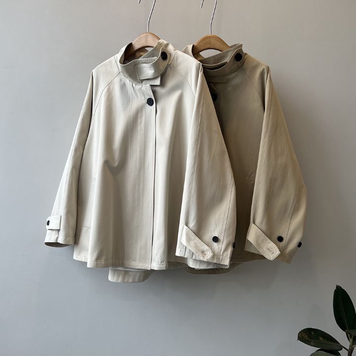 STAY HERE東大門㊣實拍女士新款休閑推薦熱賣中長款大衣斗篷STAY HERE中長款大衣圖色2左二色