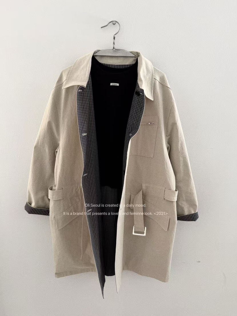 OLI SEOUL韓國代購㊣女士新款職業25秋冬休閑熱賣長款風衣OLI SEOUL長款風衣