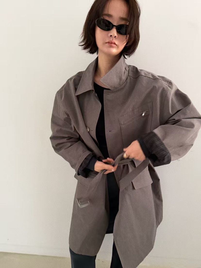 OLI SEOUL韓國代購㊣女士新款職業25秋冬休閑熱賣長款風衣OLI SEOUL長款風衣