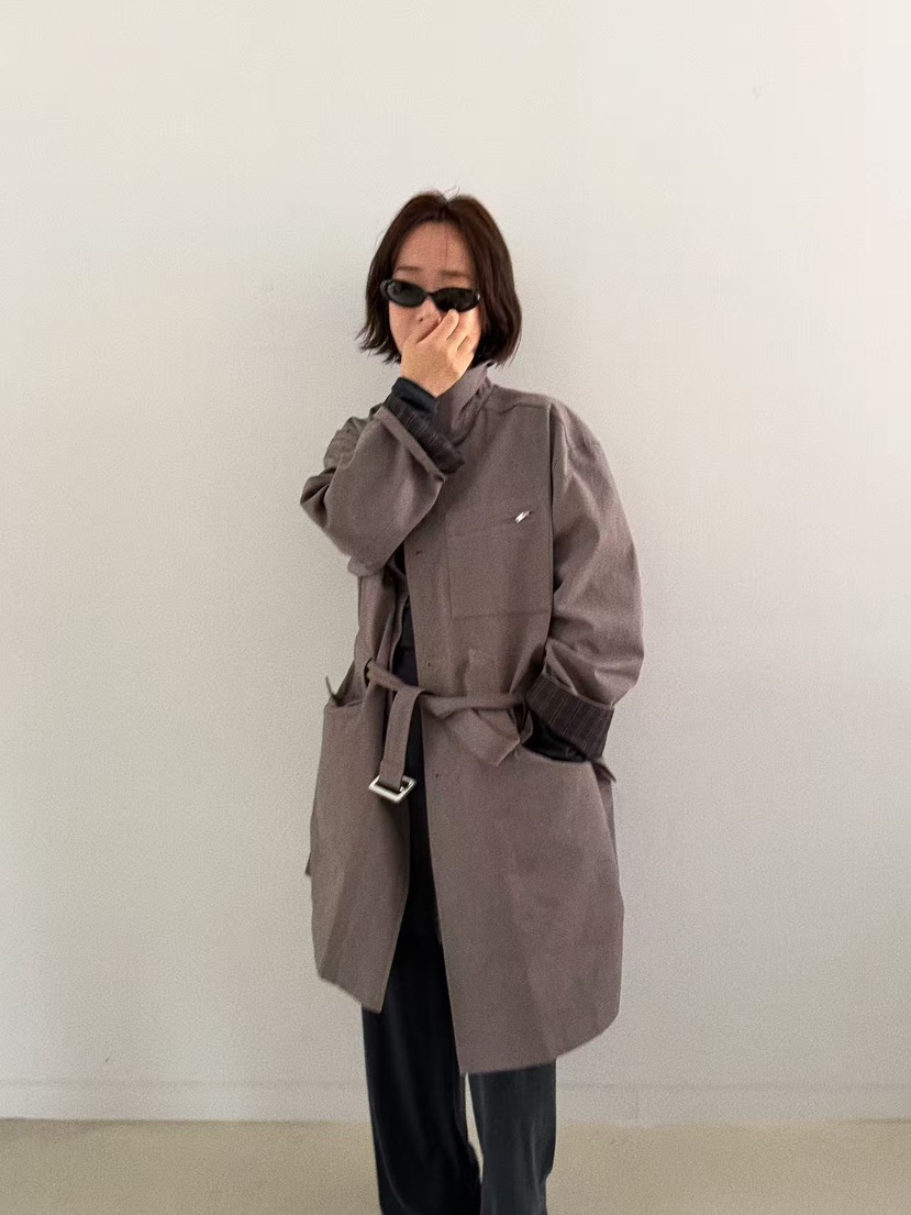 OLI SEOUL韓國代購㊣女士新款職業25秋冬休閑熱賣長款風衣OLI SEOUL長款風衣