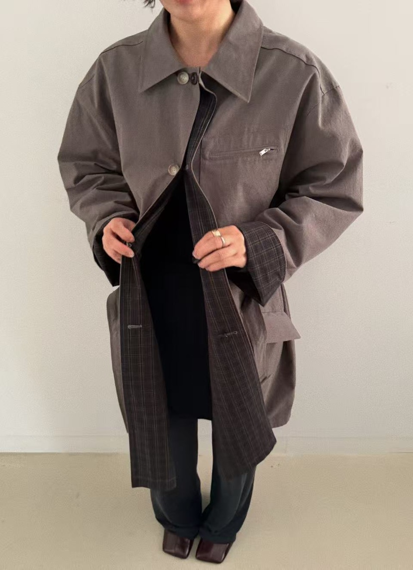 OLI SEOUL韓國代購㊣女士新款職業25秋冬休閑熱賣長款風衣OLI SEOUL長款風衣