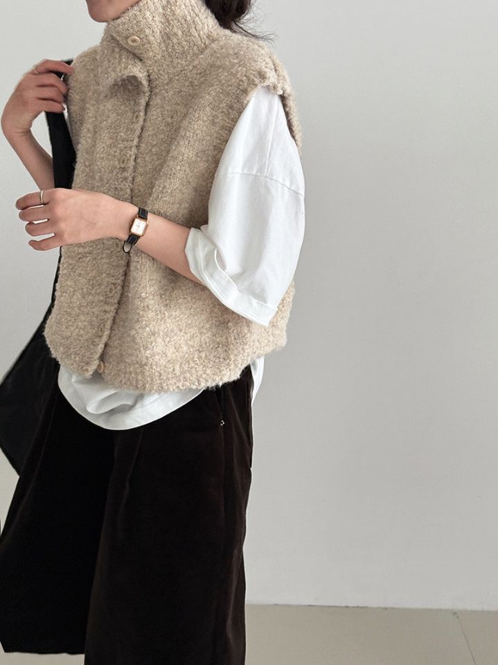 STAY HERE韓國直郵㊣女裝新品熱賣推薦職業時尚25秋冬馬甲高領STAY HERE馬甲