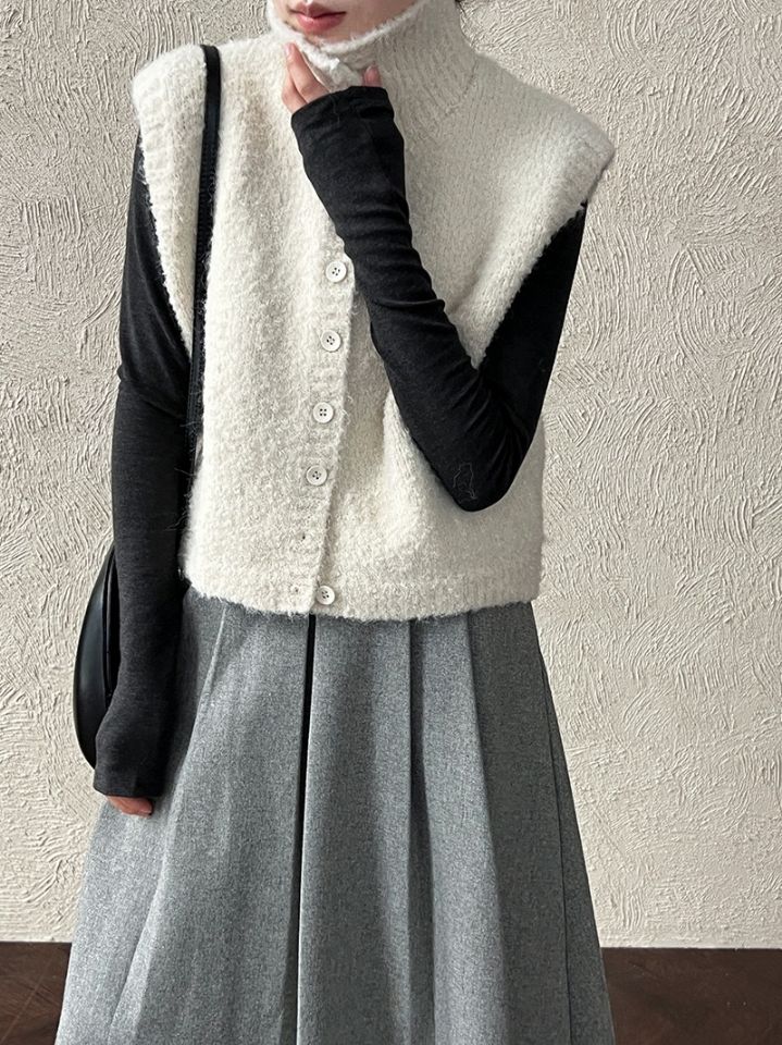 STAY HERE韓國直郵㊣女裝新品熱賣推薦職業時尚25秋冬馬甲高領STAY HERE馬甲