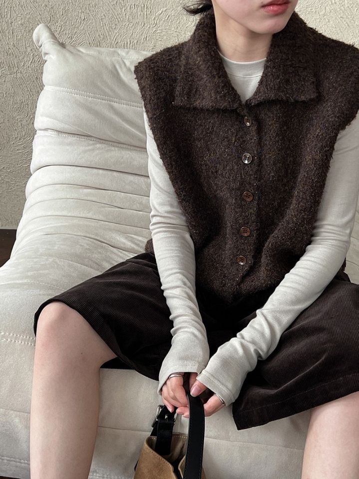 STAY HERE韓國直郵㊣女裝新品熱賣推薦職業時尚25秋冬馬甲高領STAY HERE馬甲