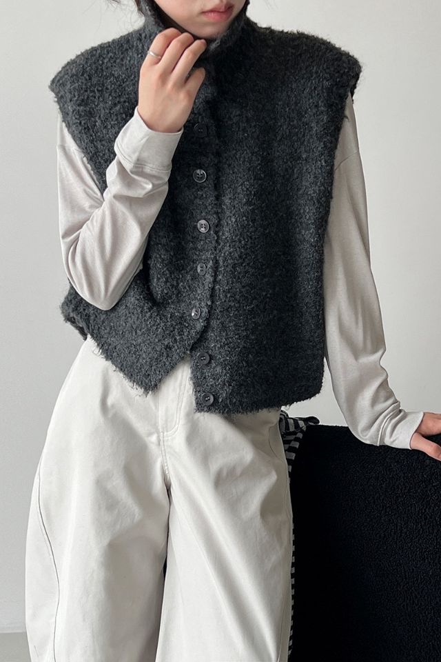 STAY HERE韓國直郵㊣女裝新品熱賣推薦職業時尚25秋冬馬甲高領STAY HERE馬甲圖色2