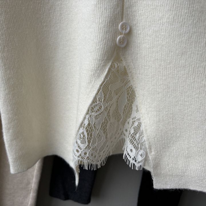 STAY HERE韓國直郵㊣女裝新款職業熱賣人氣25秋冬針織衫蕾絲STAY HERE針織衫