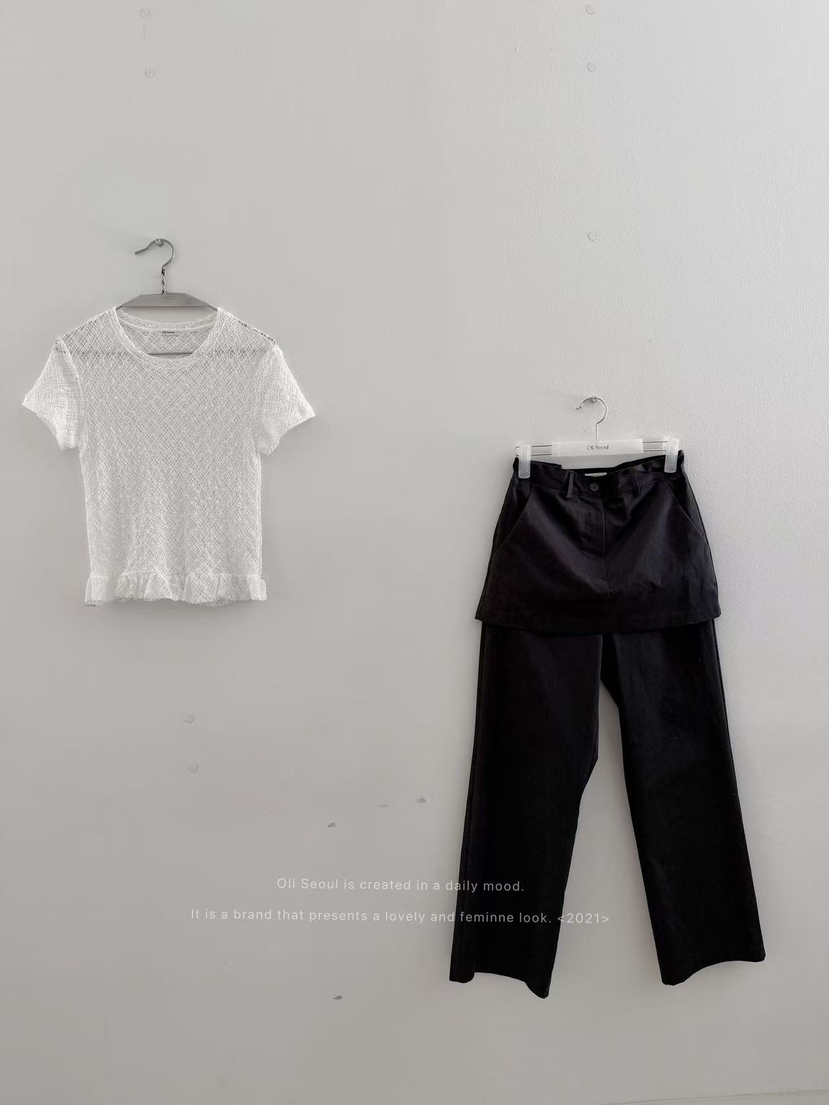 OLI SEOUL韓國代購㊣女裝新款時尚25秋冬休閑職業裙褲兔子OLI SEOUL裙褲