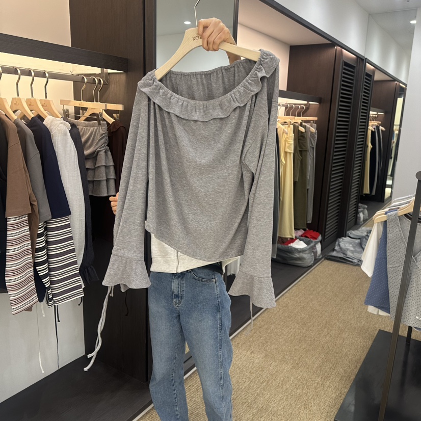 BRELLIN東大門㊣實拍女裝新款推薦熱賣25秋冬襯衫蕾絲衫春款褶皺BRELLIN襯衫/蕾絲衫圖色2