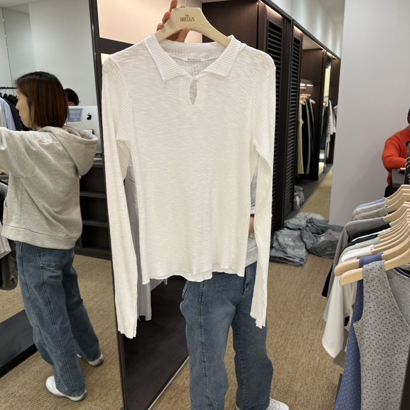 BRELLIN東大門㊣直郵女士新品休閑熱賣職業長袖T恤春款透視BRELLIN長袖T恤圖色1