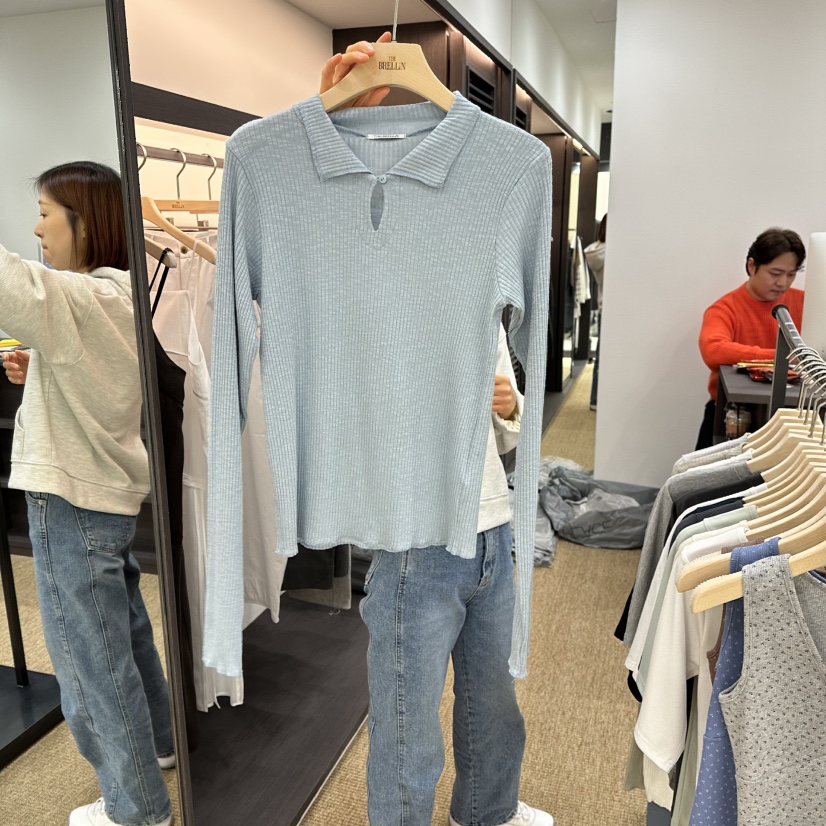 BRELLIN東大門㊣直郵女士新品休閑熱賣職業長袖T恤春款透視BRELLIN長袖T恤圖色4