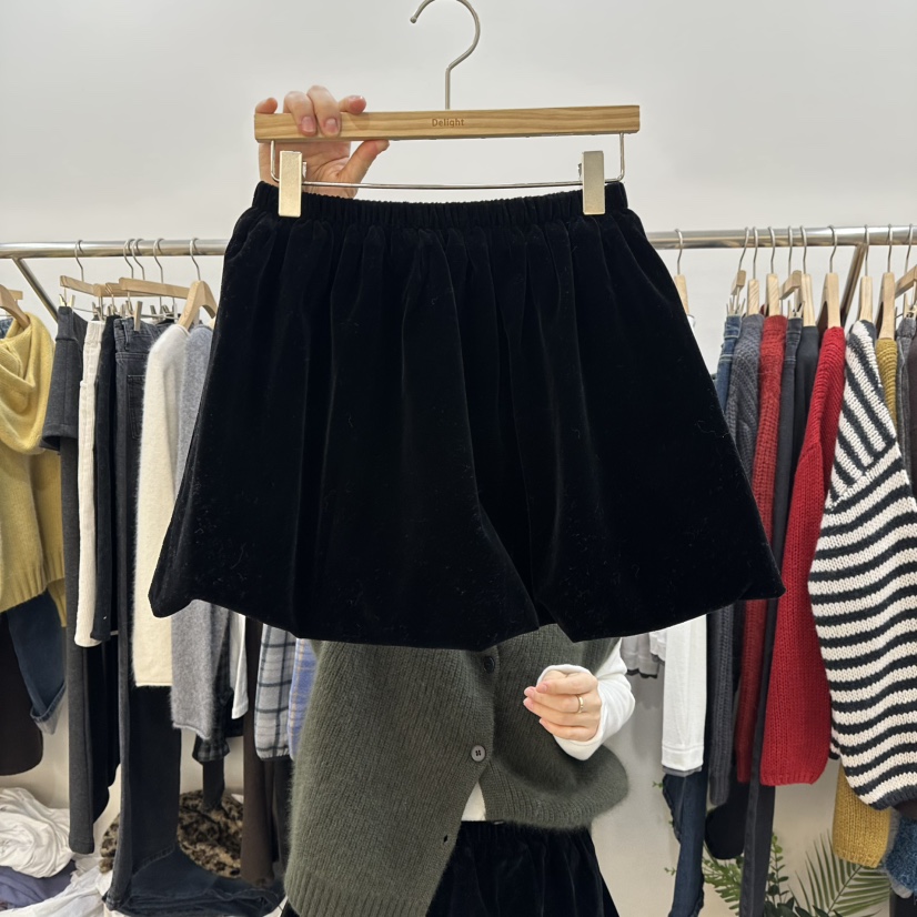 DELIGHT-L韓國直郵㊣女裝新品25秋冬人氣休閑時尚裙褲天鵝絨DELIGHT-L裙褲圖色1