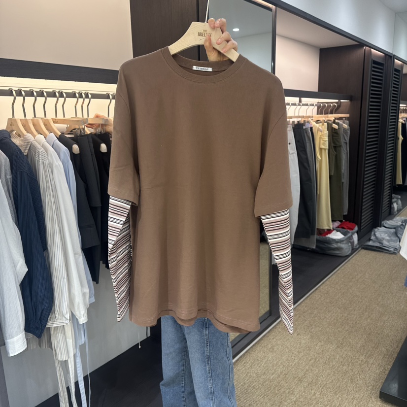 BRELLIN韓國直郵㊣女士新品時尚休閑人氣長袖T恤假兩件春款BRELLIN長袖T恤圖色1