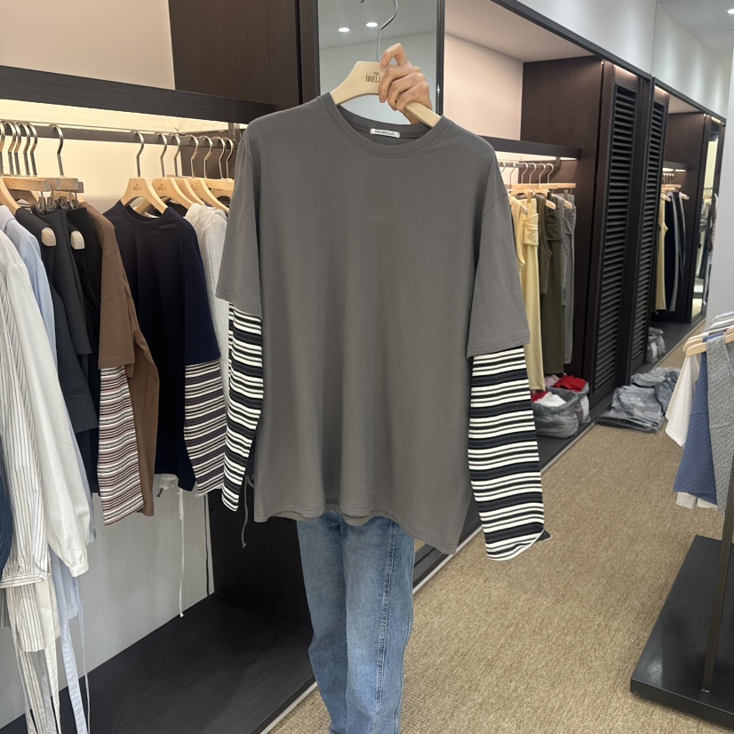 BRELLIN韓國直郵㊣女士新品時尚休閑人氣長袖T恤假兩件春款BRELLIN長袖T恤圖色2