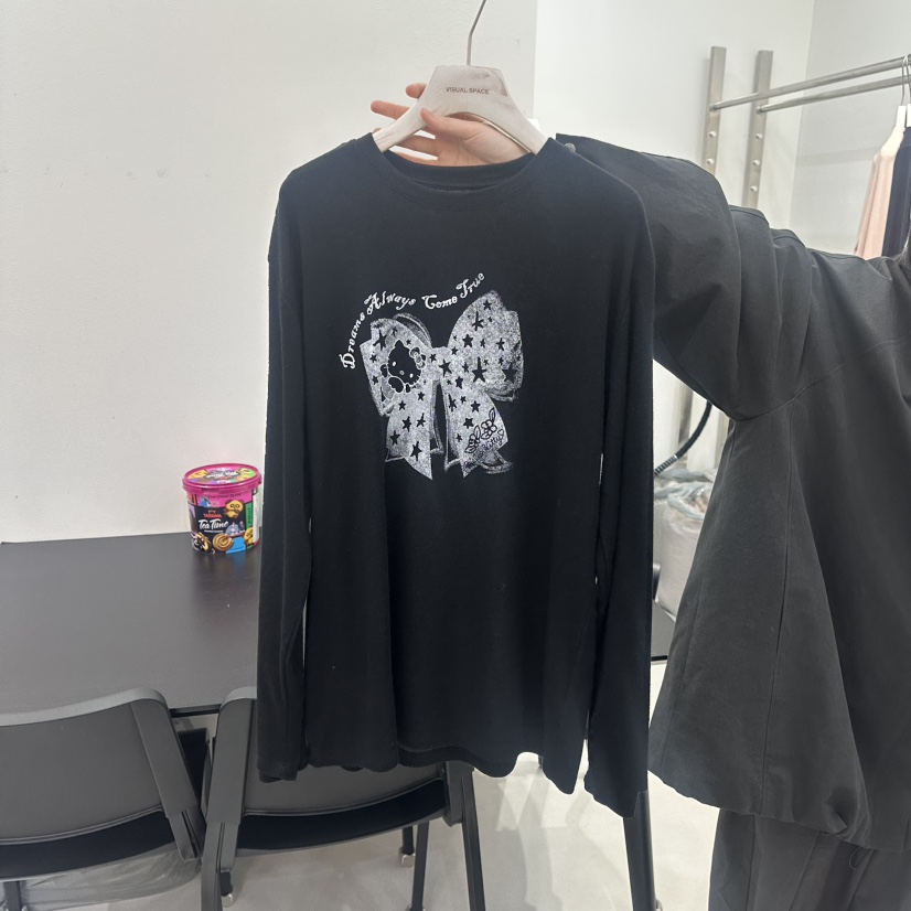 VISUAL SPACE東大門㊣直郵女裝新品25秋冬人氣長袖T恤春款VISUAL SPACE長袖T恤圖色2