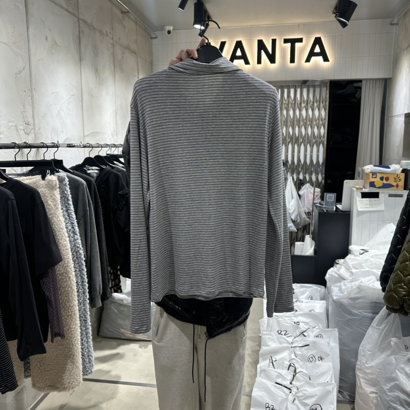 VANTA東大門㊣直郵女士新品熱賣推薦職業25秋冬長袖T恤紐扣VANTA長袖T恤