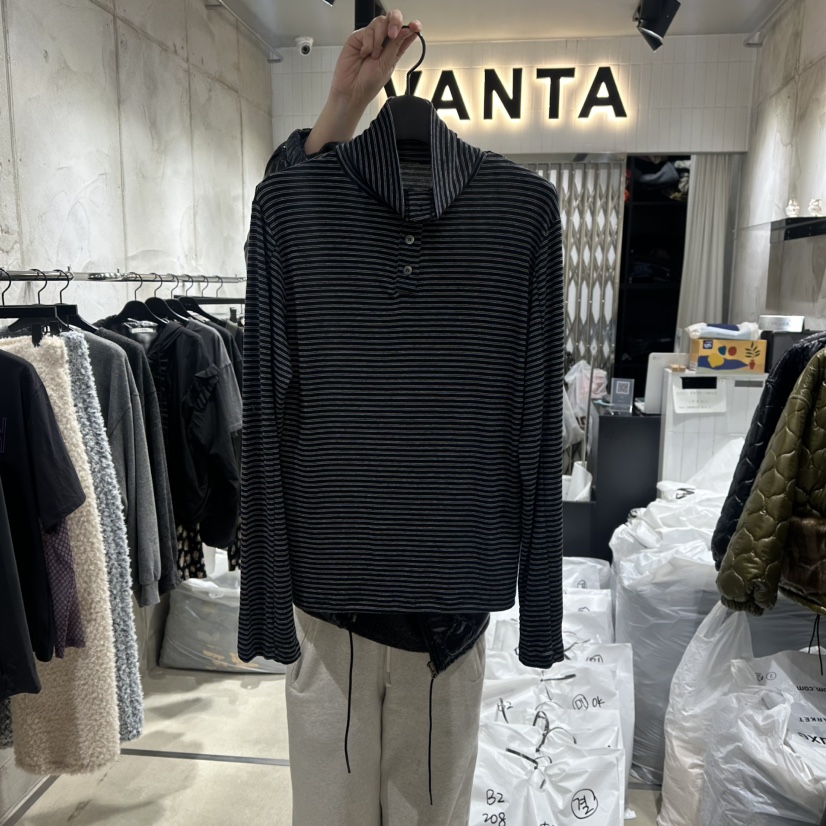 VANTA東大門㊣直郵女士新品熱賣推薦職業25秋冬長袖T恤紐扣VANTA長袖T恤圖色2