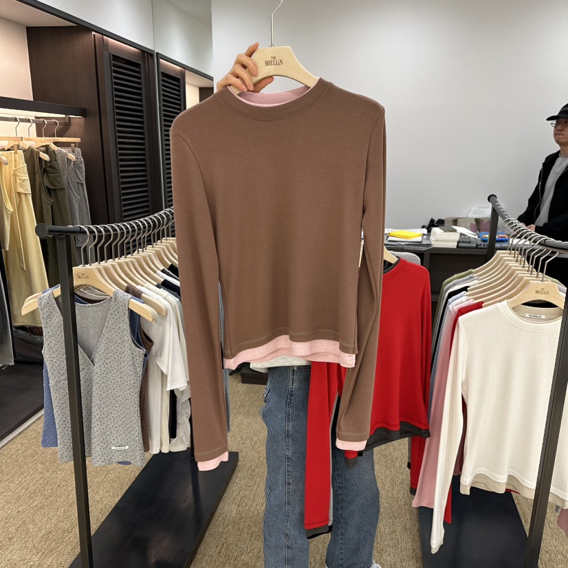 BRELLIN東大門㊣代購女士新款職業時尚推薦長袖T恤假兩件春款BRELLIN長袖T恤圖色2